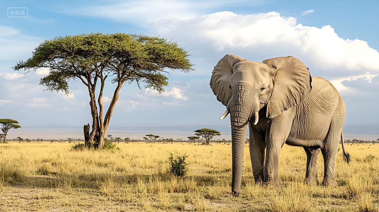 非洲动物大象抽象画壁纸绘画插画艺术设计