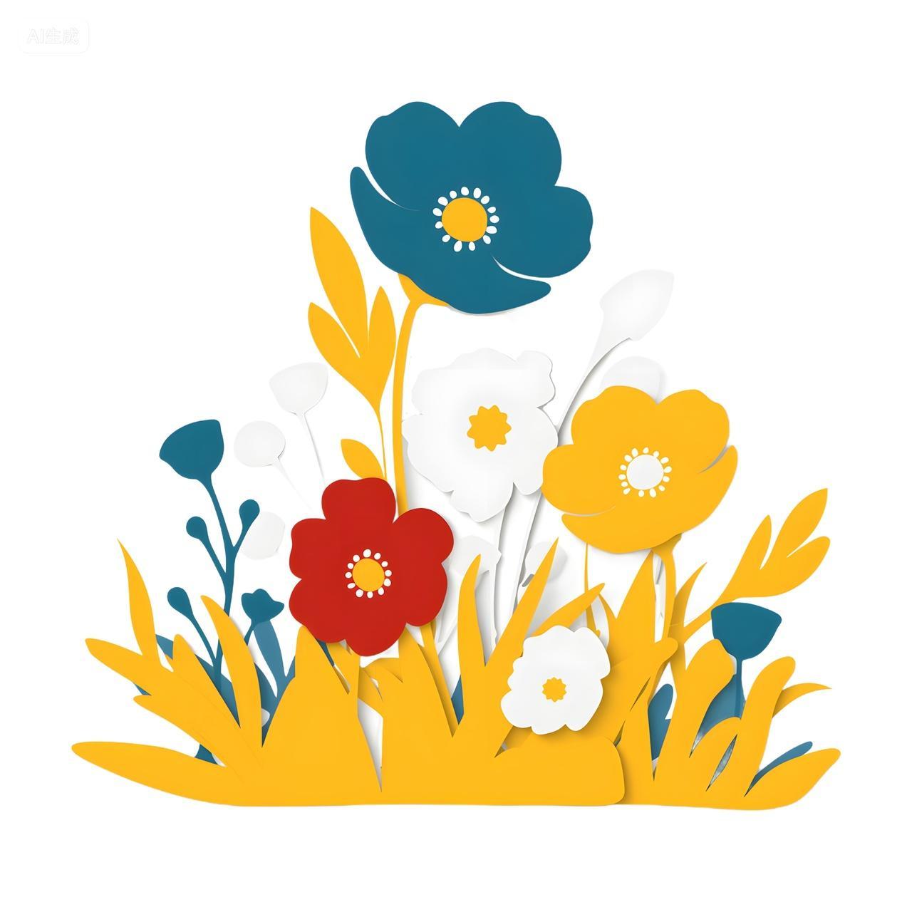 剪纸花草花朵纸花元素