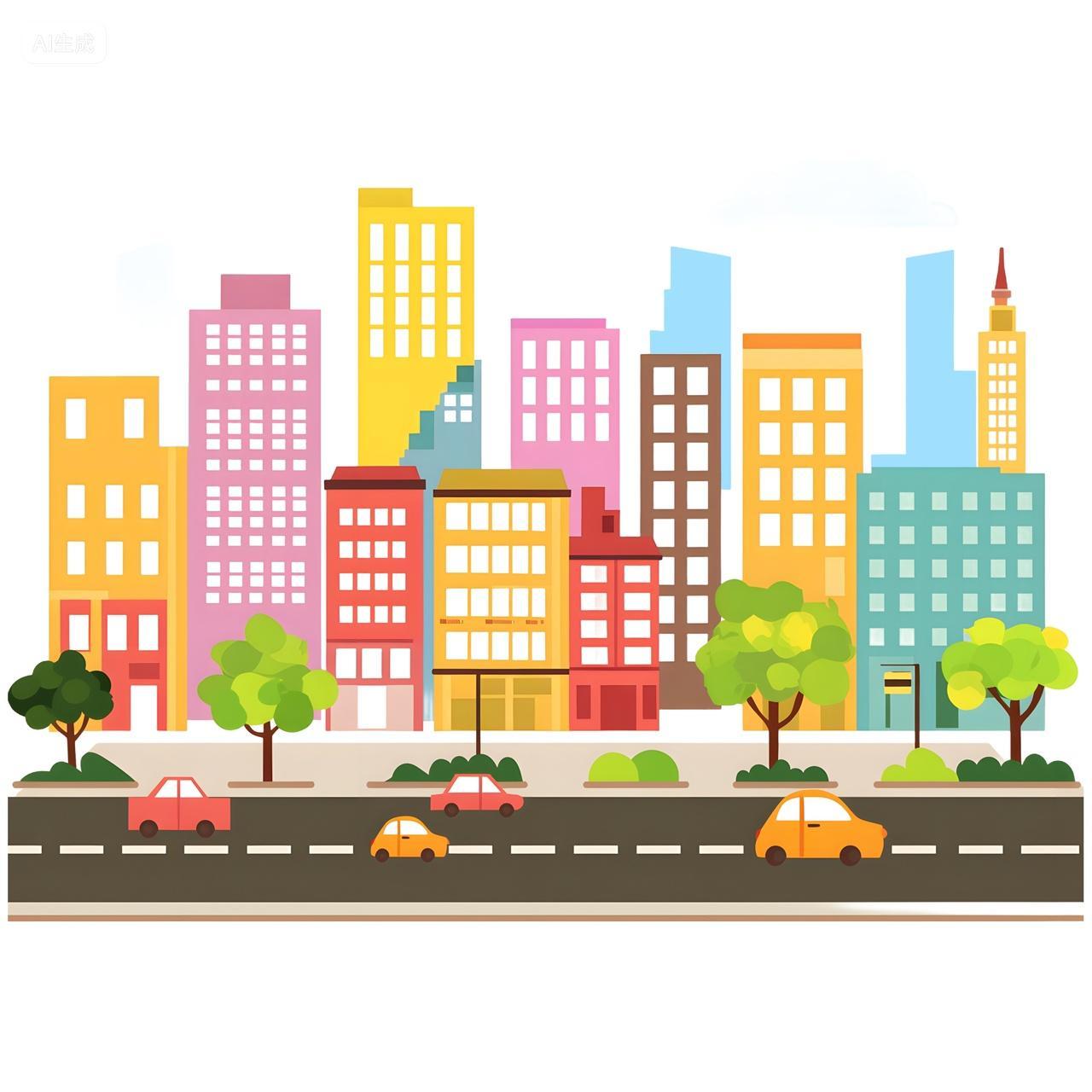 剪纸城市街道元素