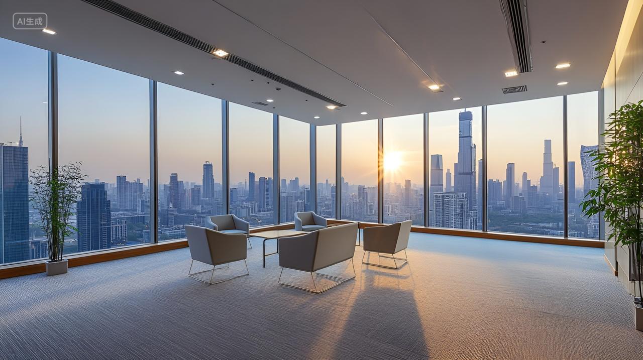 开阔明亮办公室会议室落地窗设计都市城市