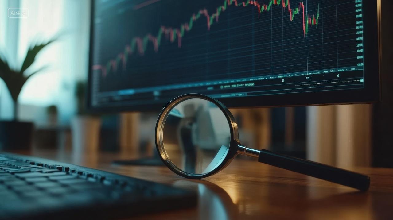 金融概念插图放大镜与股市图表