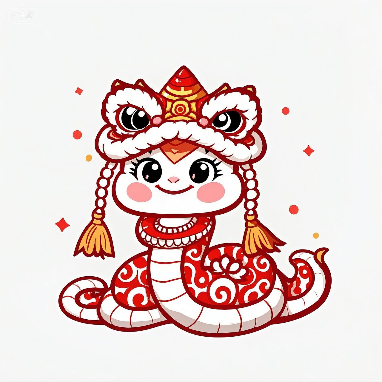 喜庆卡通蛇2025蛇年新年春节插画背景