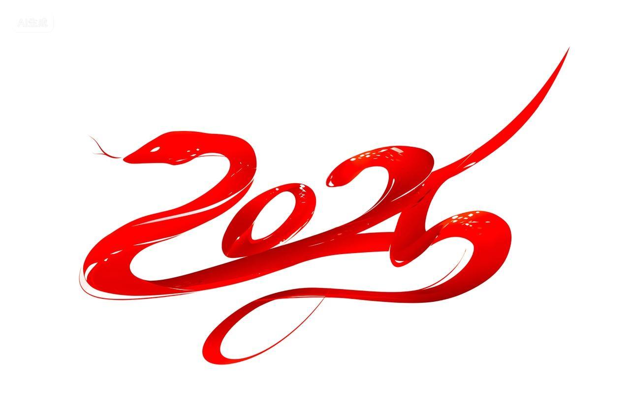 元旦节2025数字手绘卡通蛇蛇年元素