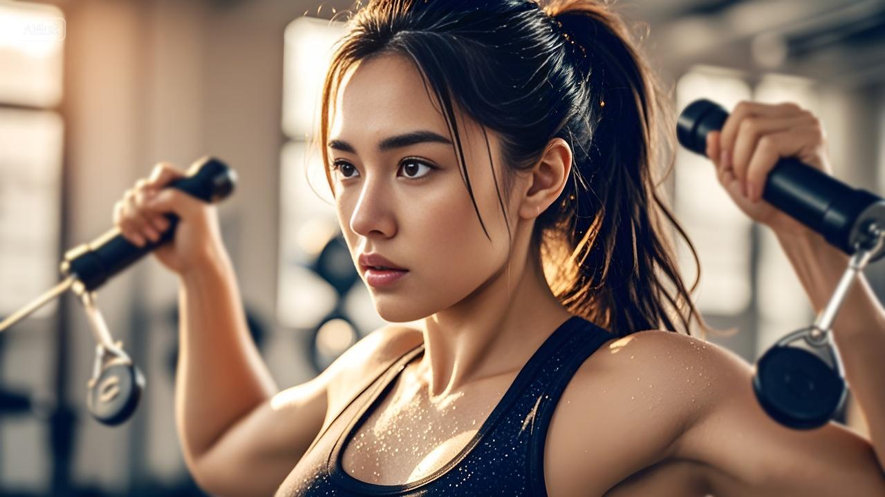 好身材性感女人健身房广告海报摄影图