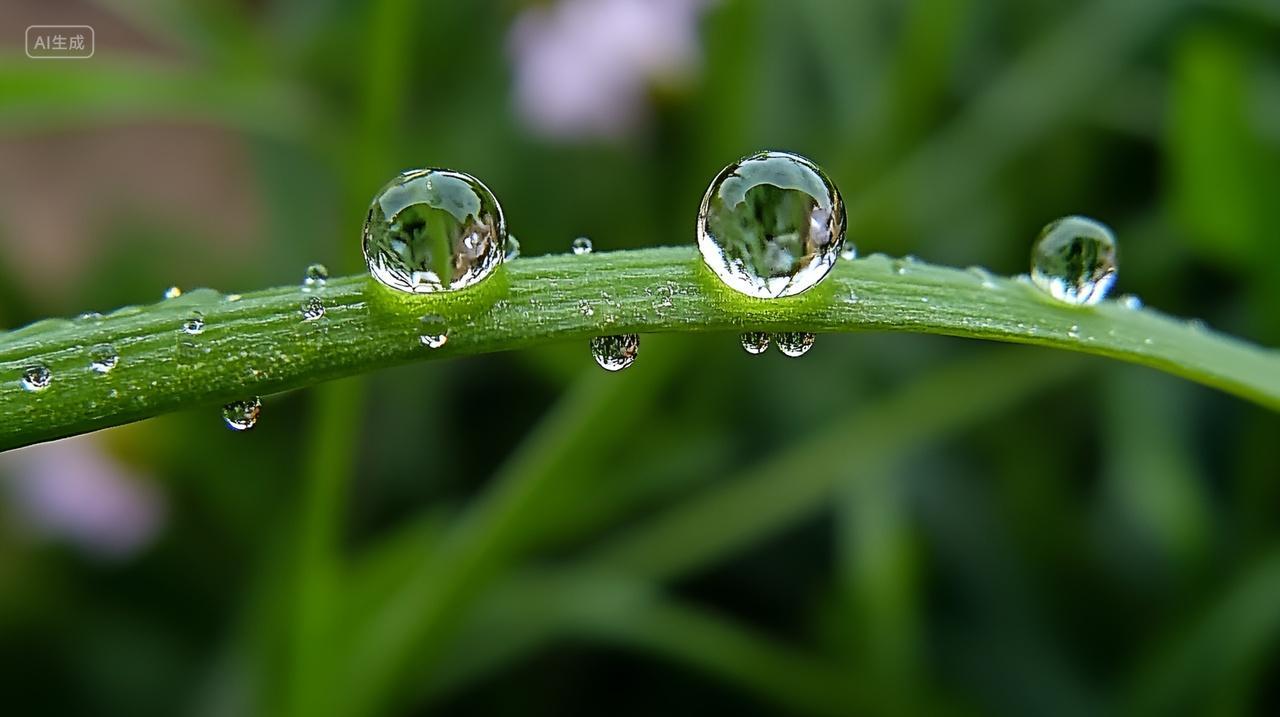 清晨露珠晶莹剔透的露珠露水白露田园叶子