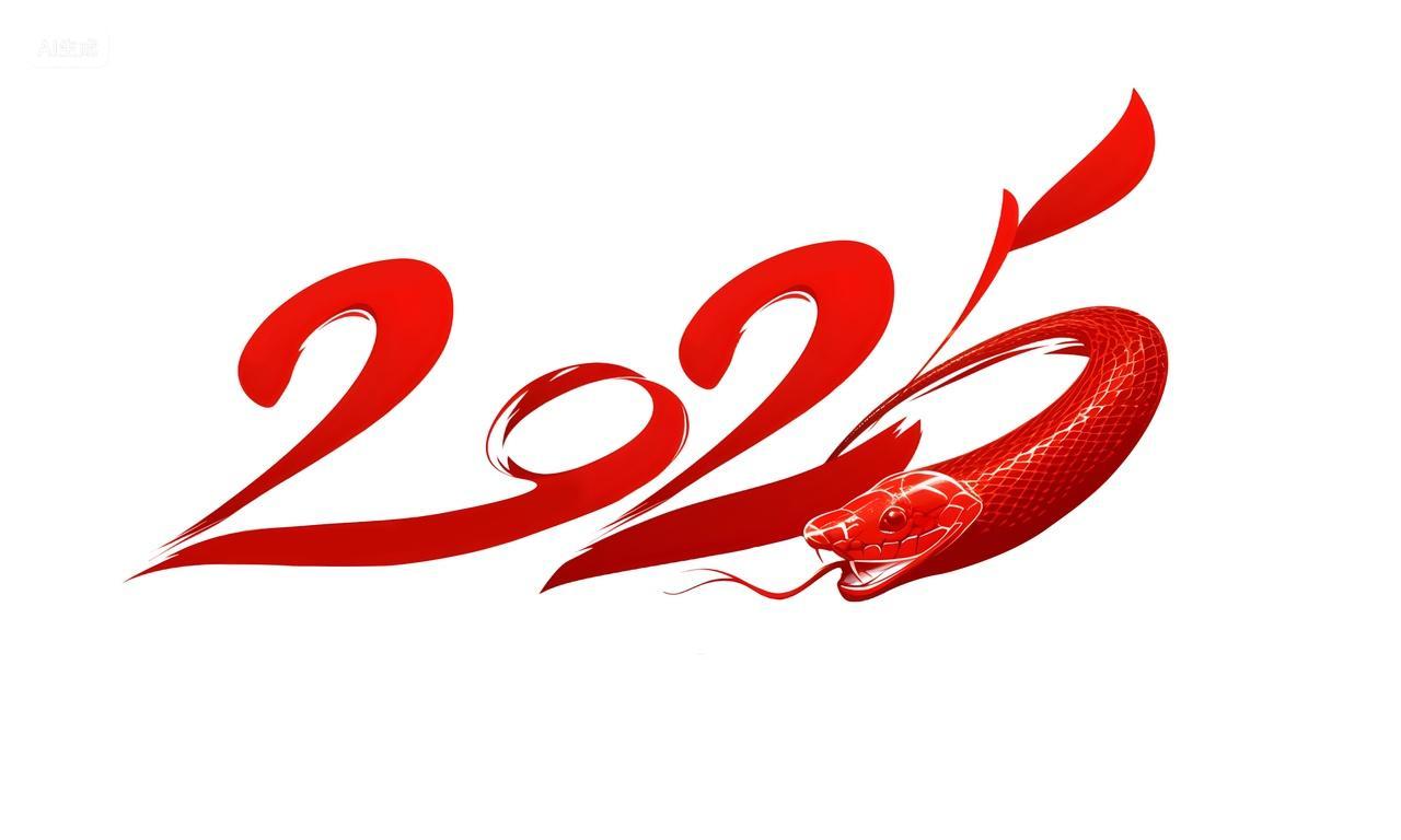 元旦节2025数字手绘卡通蛇蛇年元素