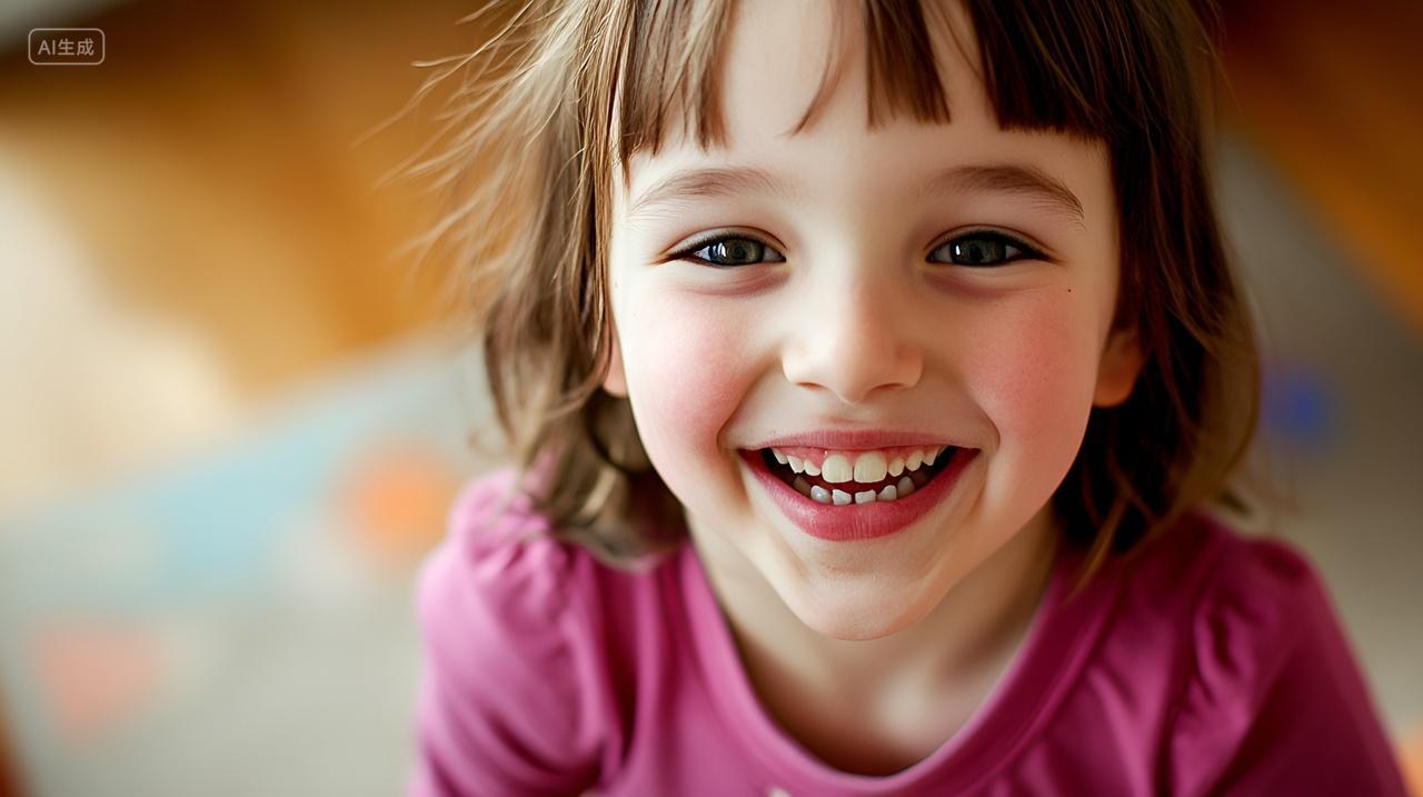 外国小女孩天真无邪的笑容快乐童年童真