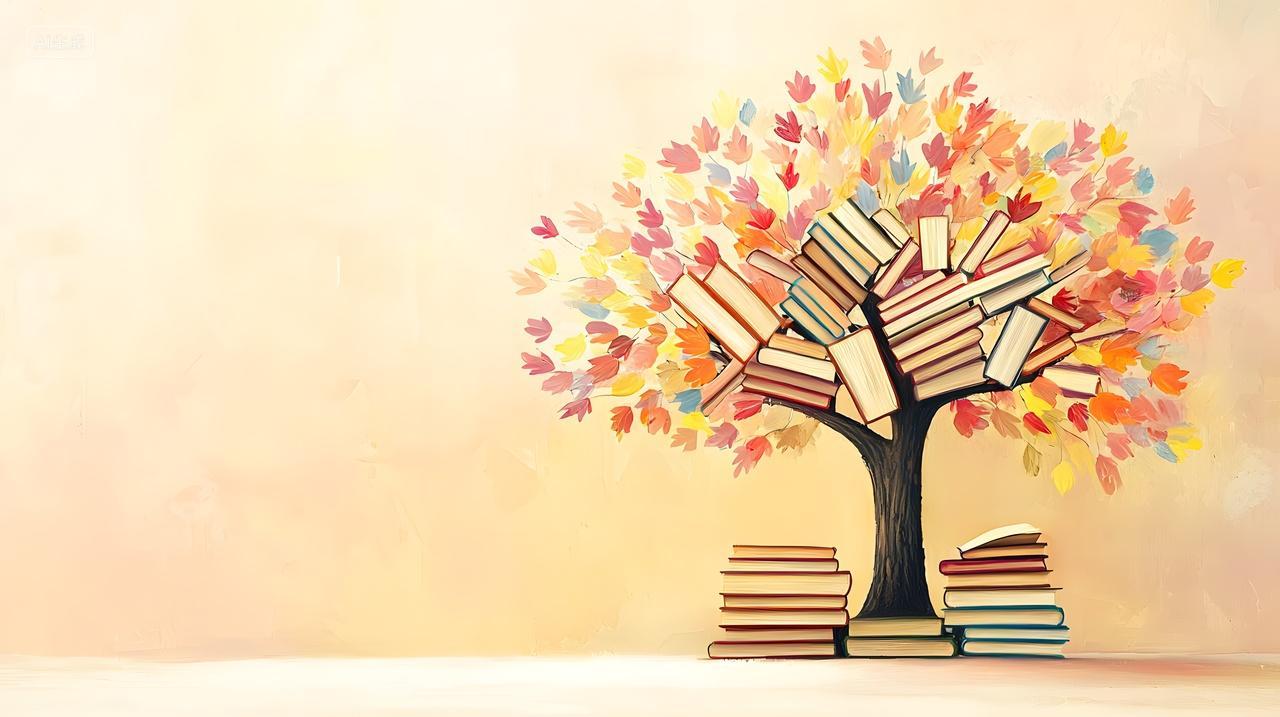 由彩色书籍制成艺术树