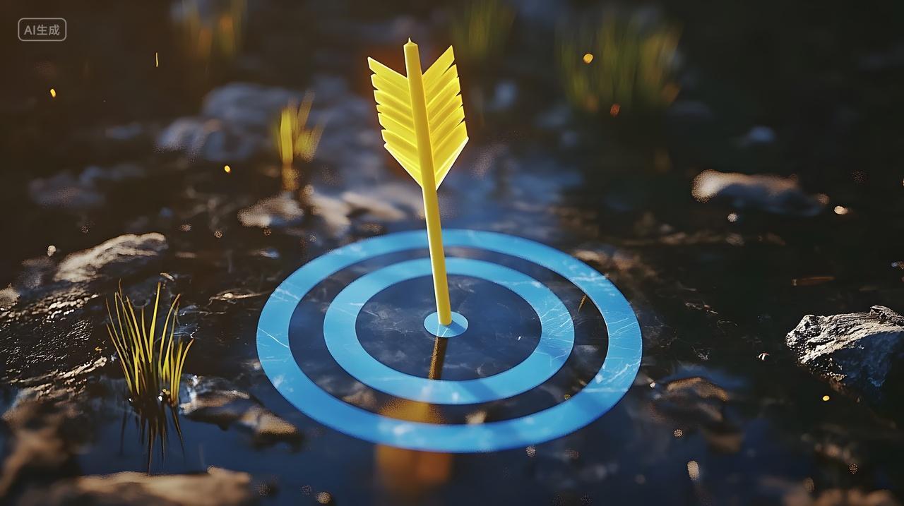 明亮箭击中湿地上蓝色目标