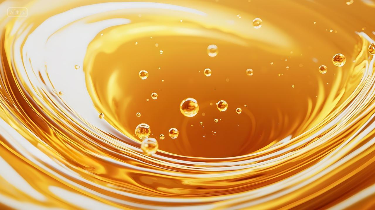 金色液体与动态旋转气泡