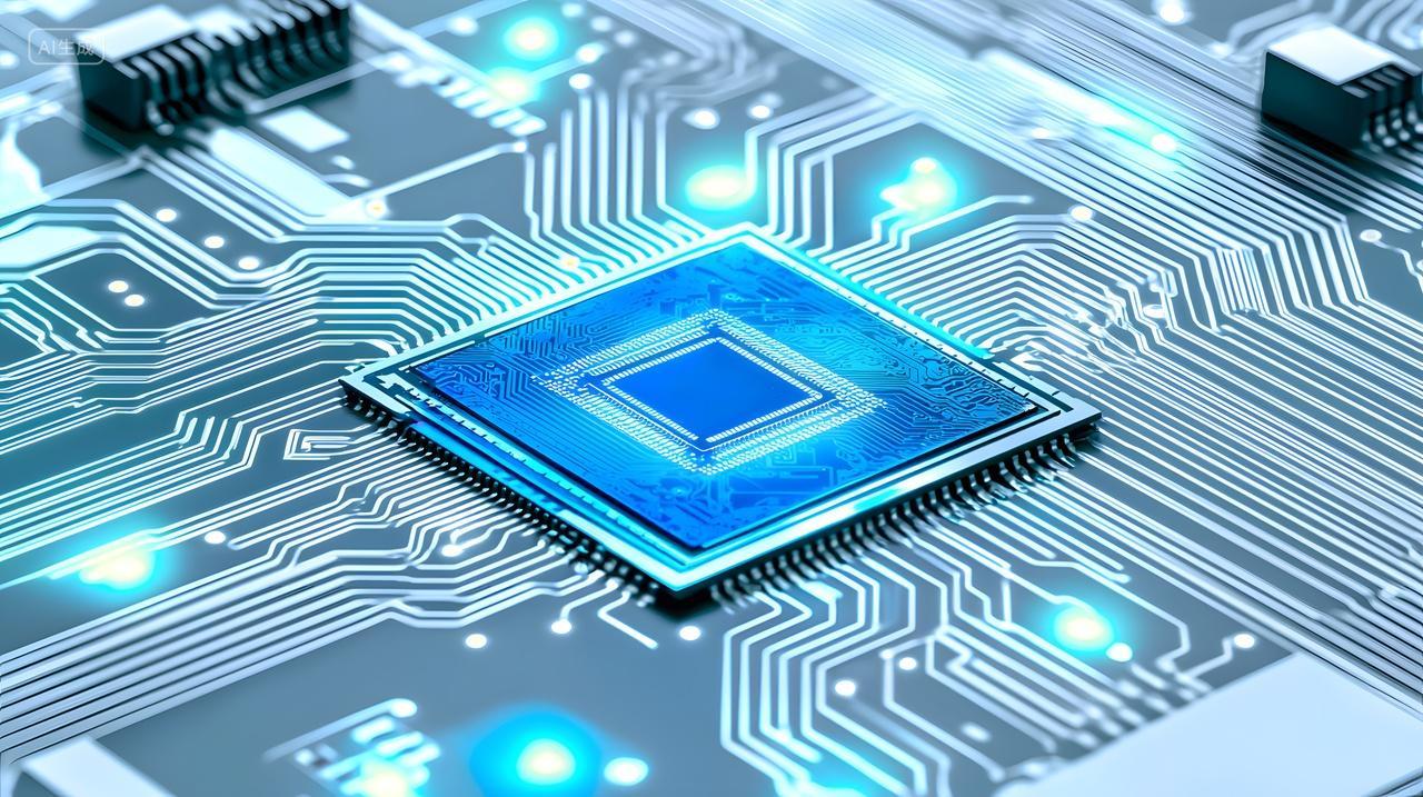 电路板上现代计算机芯片特写