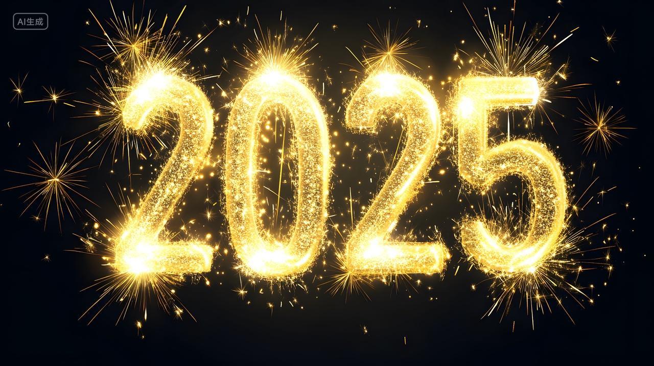 元旦节蛇年2025烟火数字庆新年图
