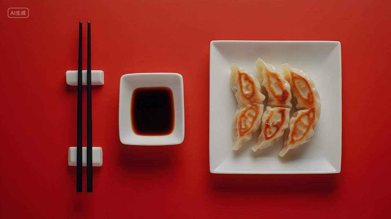 冬至煎饺与酱料简约中式美食
