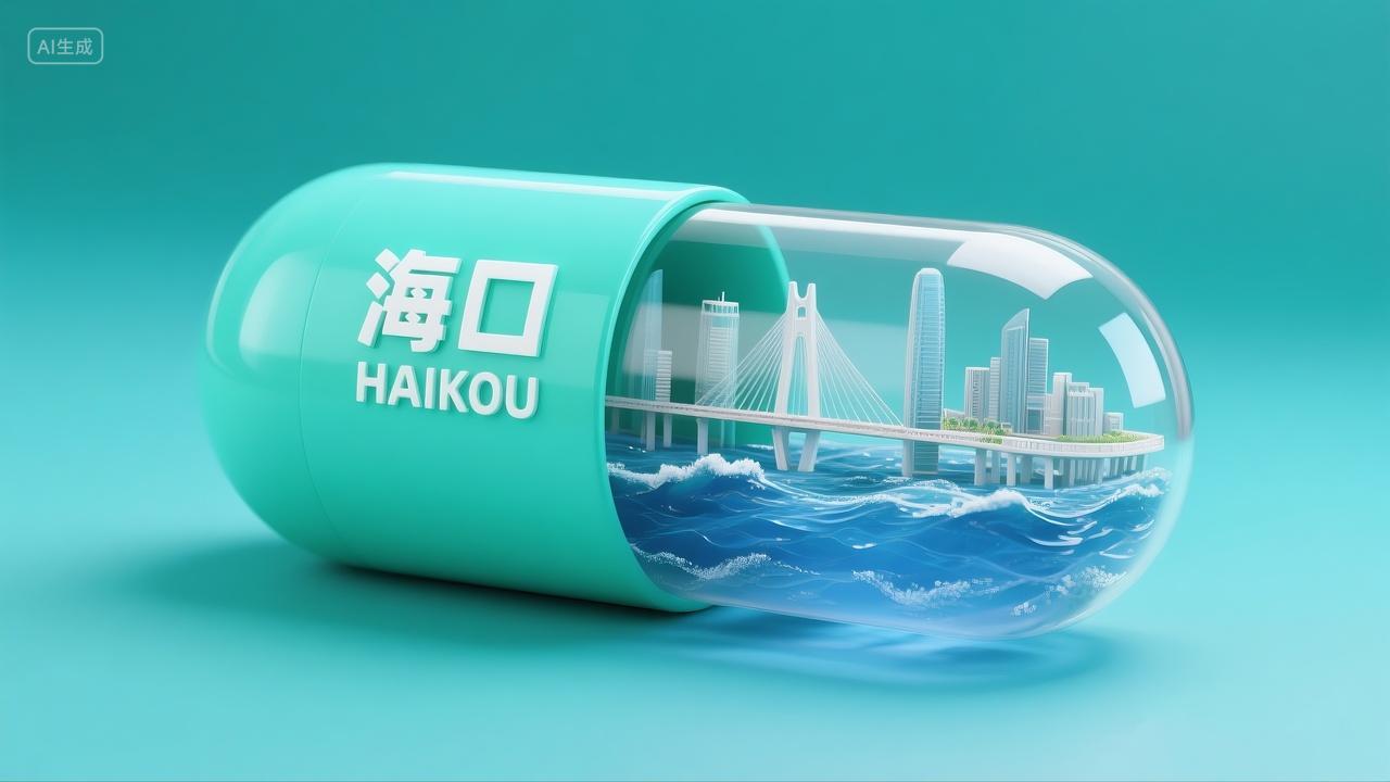 胶囊形状的创意微缩场景海口现代城市建筑缩影