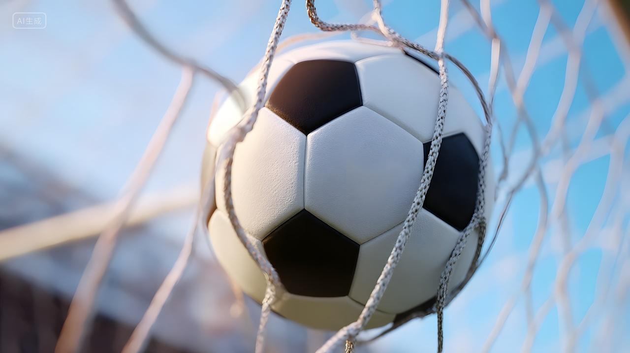 足球进网瞬间运动摄影图