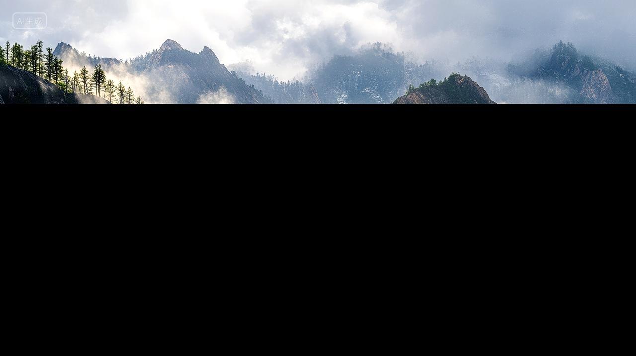 山脉和森林的自然风景画电脑壁纸桌面图片