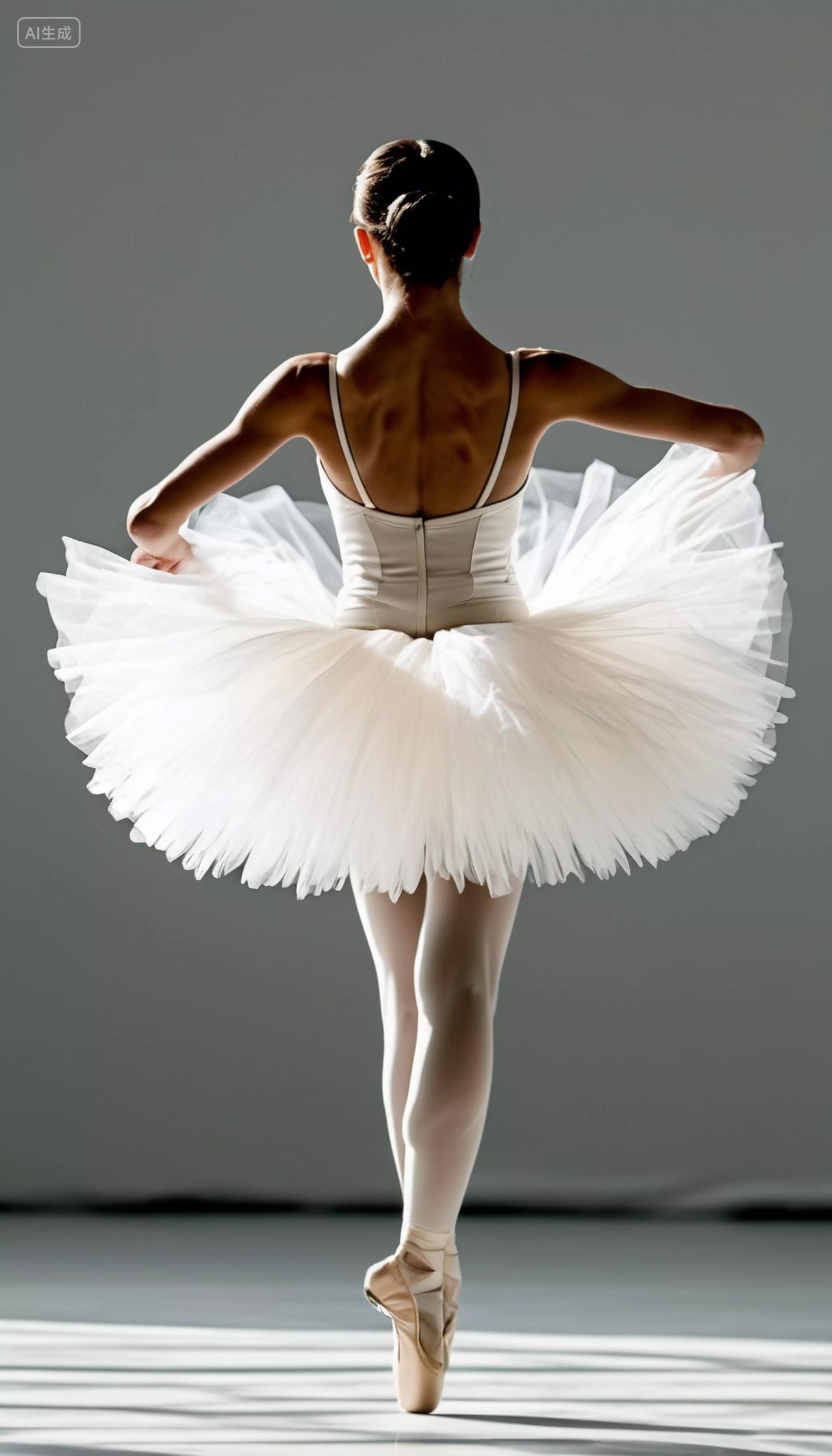 舞蹈跳舞浅黄色舞裙在白色背景下起舞的芭蕾舞者舞蹈人物