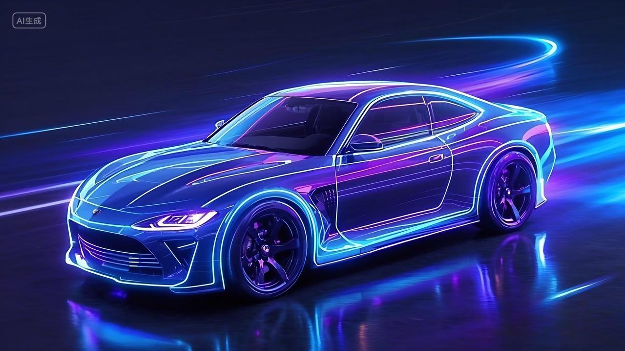 蓝色线条豪华汽车驾驶高端汽车产品图