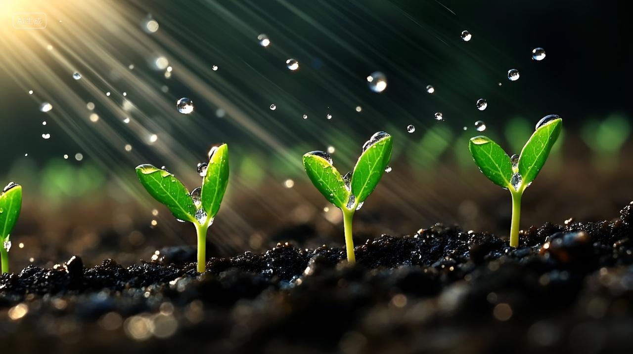 春天谷雨水清明小满节气发芽新芽嫩芽水珠生长生命力二十四节气惊蛰唯美励志壁纸