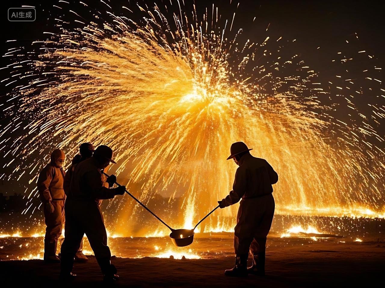 八月十五中秋节传统节日习俗文化正月十五元宵节元宵节传统习俗打钢花打树花活动图片背景