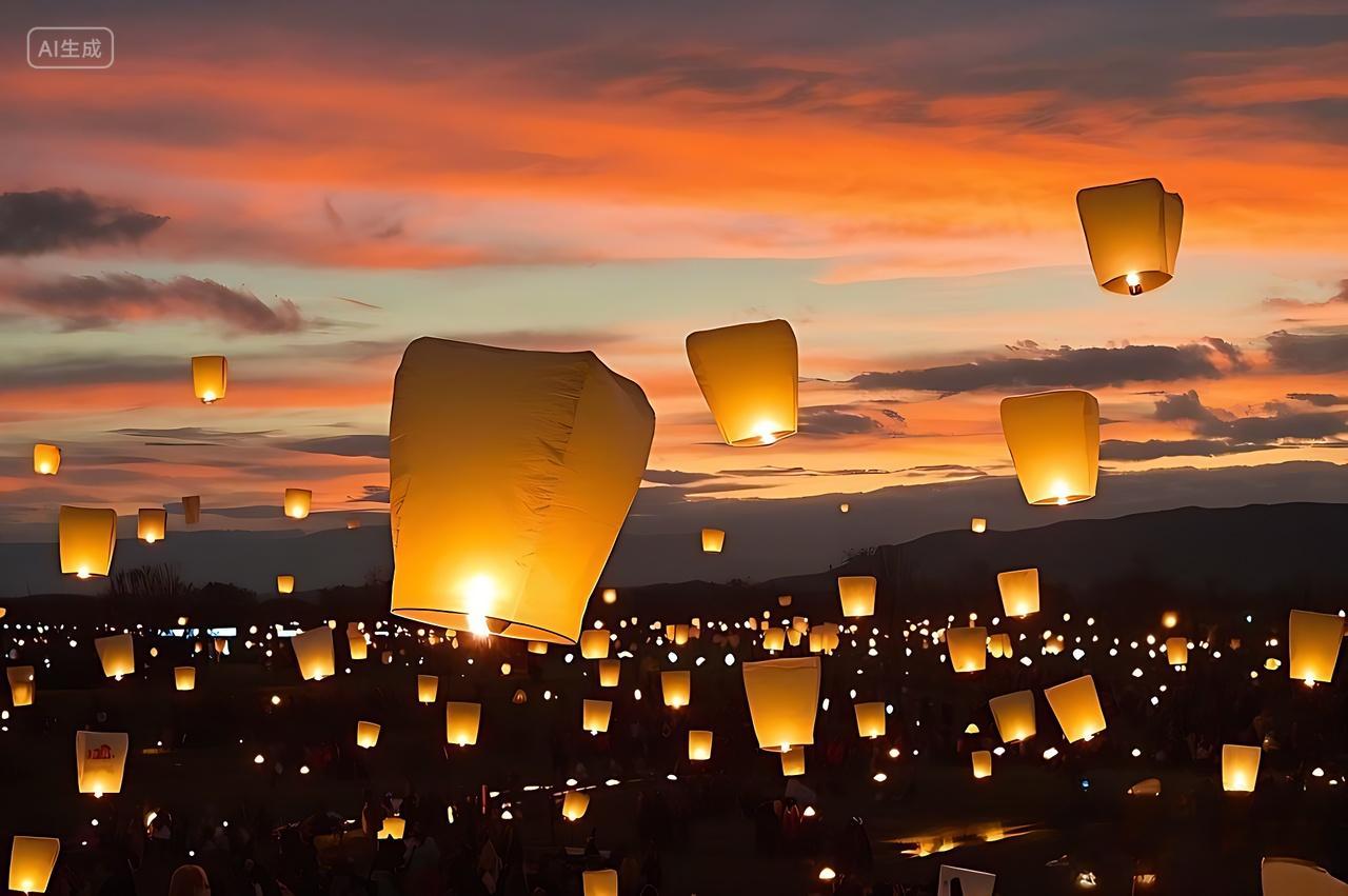 夜空中升起的孔明灯元宵节孔明灯图片背景放灯灯会正月十五元宵节八月十五中秋节七月半唯美