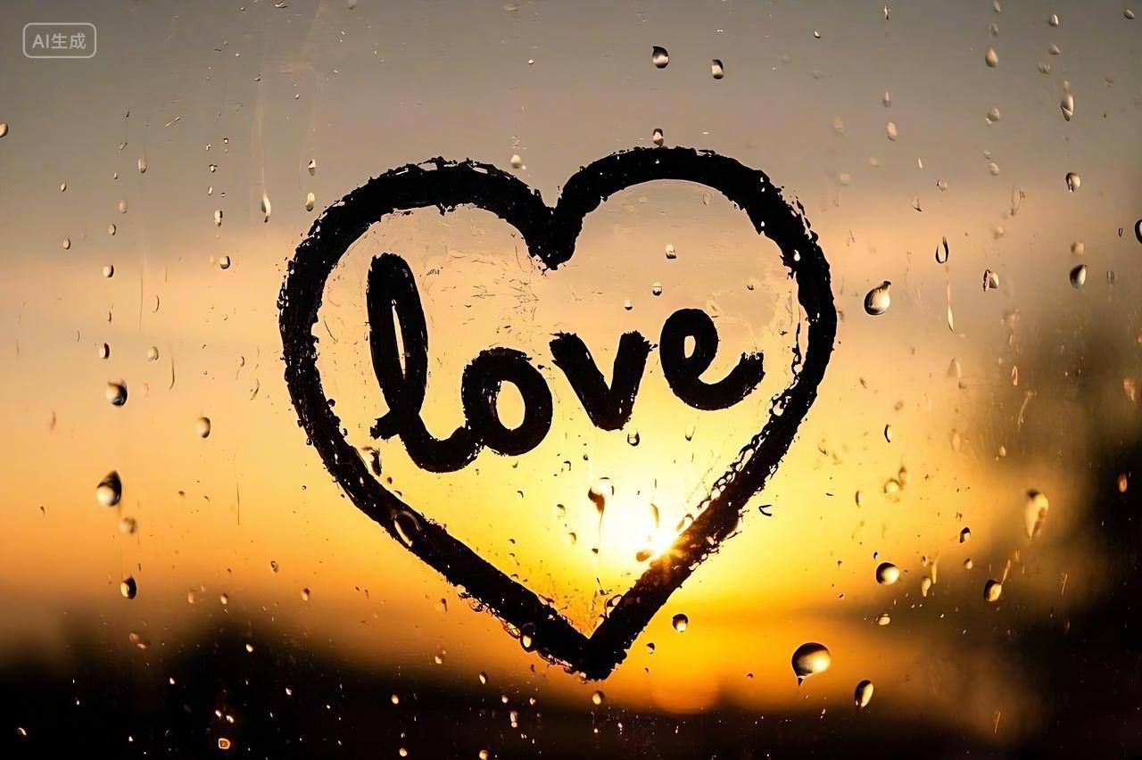 2月14日情人节214七夕节恋爱爱情浪漫在带有水汽的玻璃上手写绘制了一个心形轮廓情人节图片背景