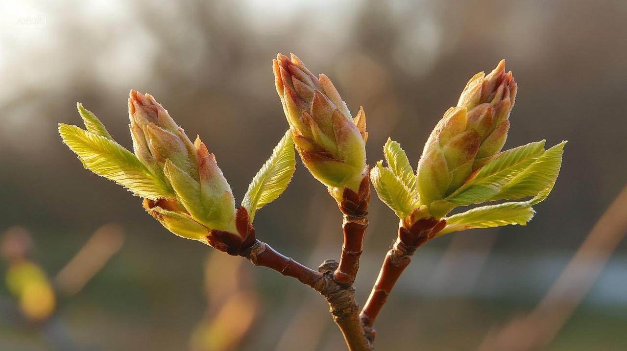 立春春天节气一颗树枝上长着一颗嫩芽励志生长发芽电脑壁纸植物