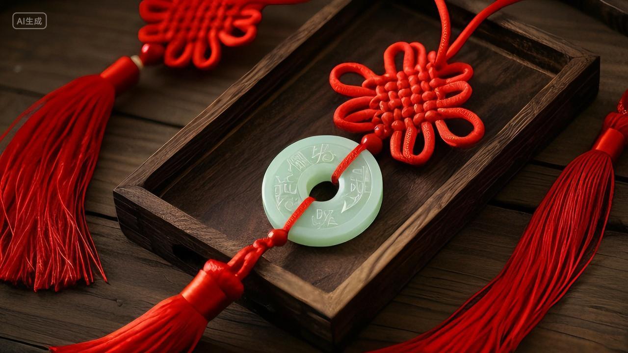 新年新春2025年蛇年红色中国结钱币玉器过年新年春节节日中国风玉佩装饰品传统文化