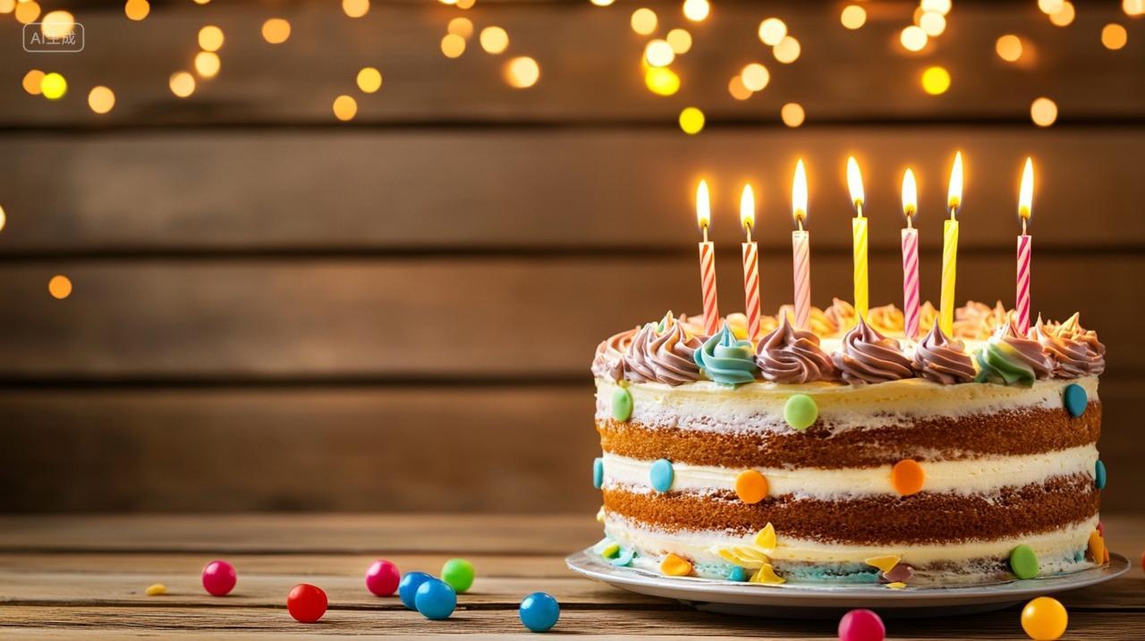 生日蛋糕过生日庆祝生日吹蜡烛