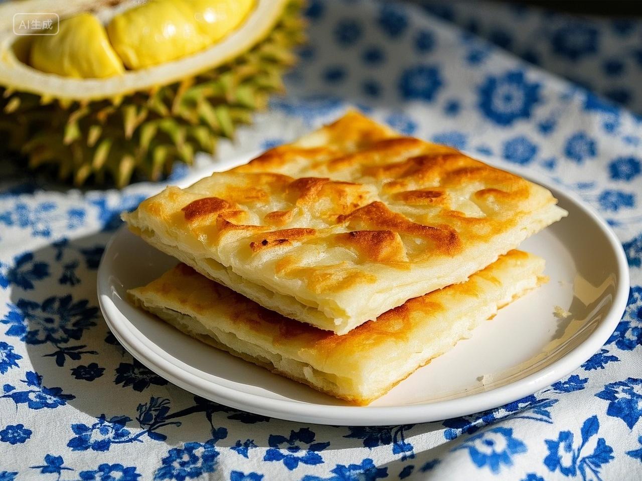 榴莲飞饼干粮零食点心甜点干粮下午茶美食摄影图