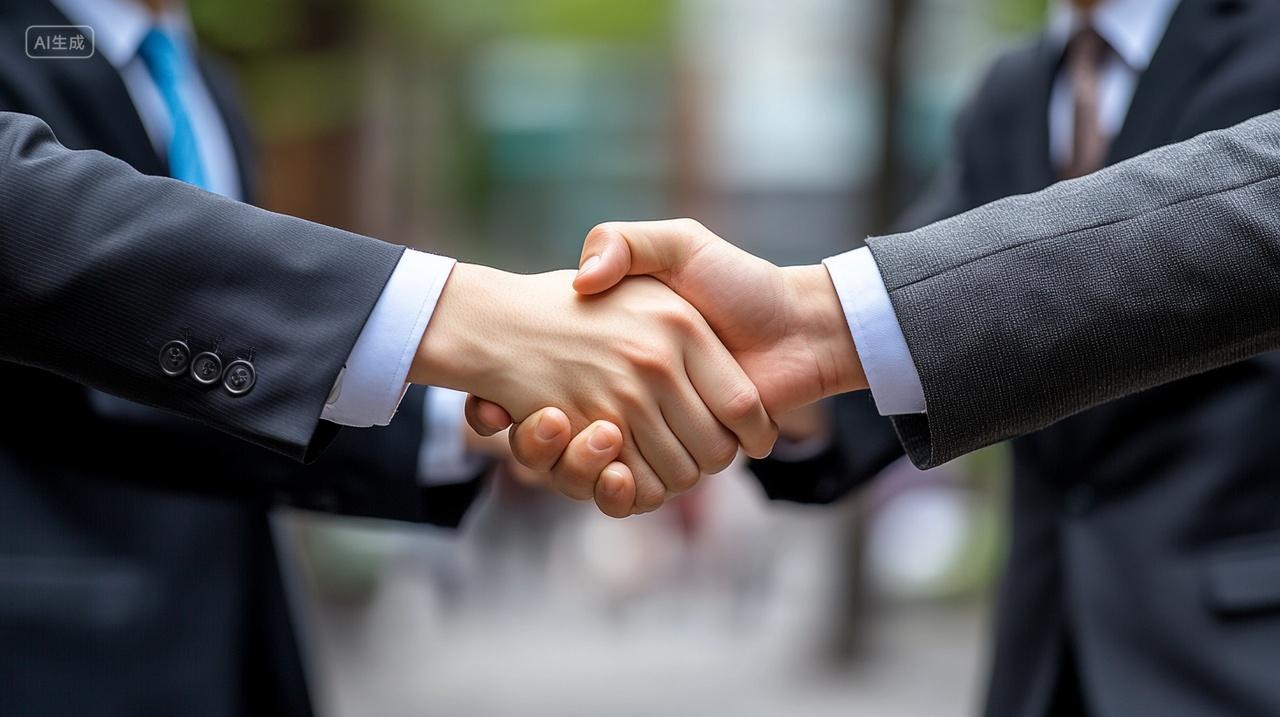 商务人士成功人士合作握手业务人物洽谈企业公司正装工作职场应酬交谈