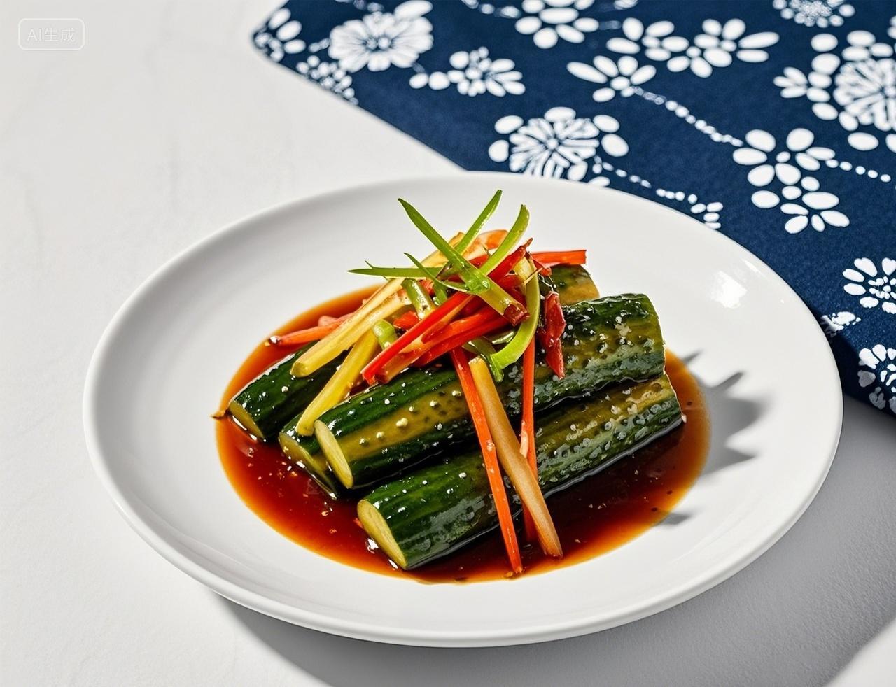 切块酱黄瓜冷菜上海特色菜餐前菜食物美食菜谱中餐厅摄影图