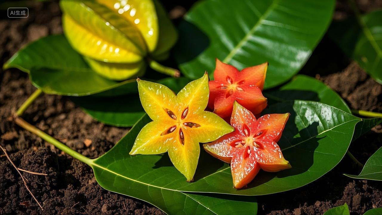 福建特产甜杨桃水果当季洋桃鲜果新鲜红杨桃五角星阳桃实拍摄影