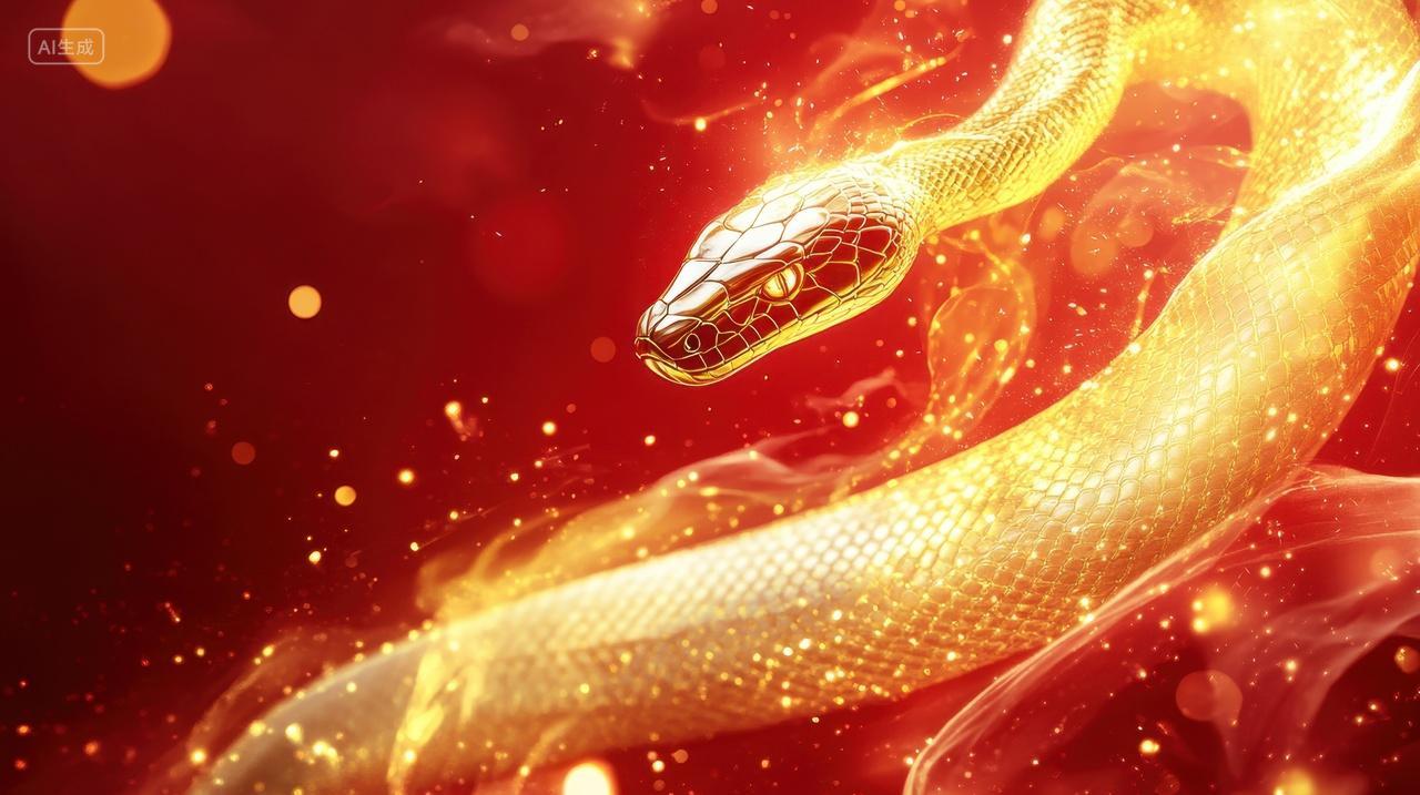 2025年蛇年金色烈焰中的巨蟒新年