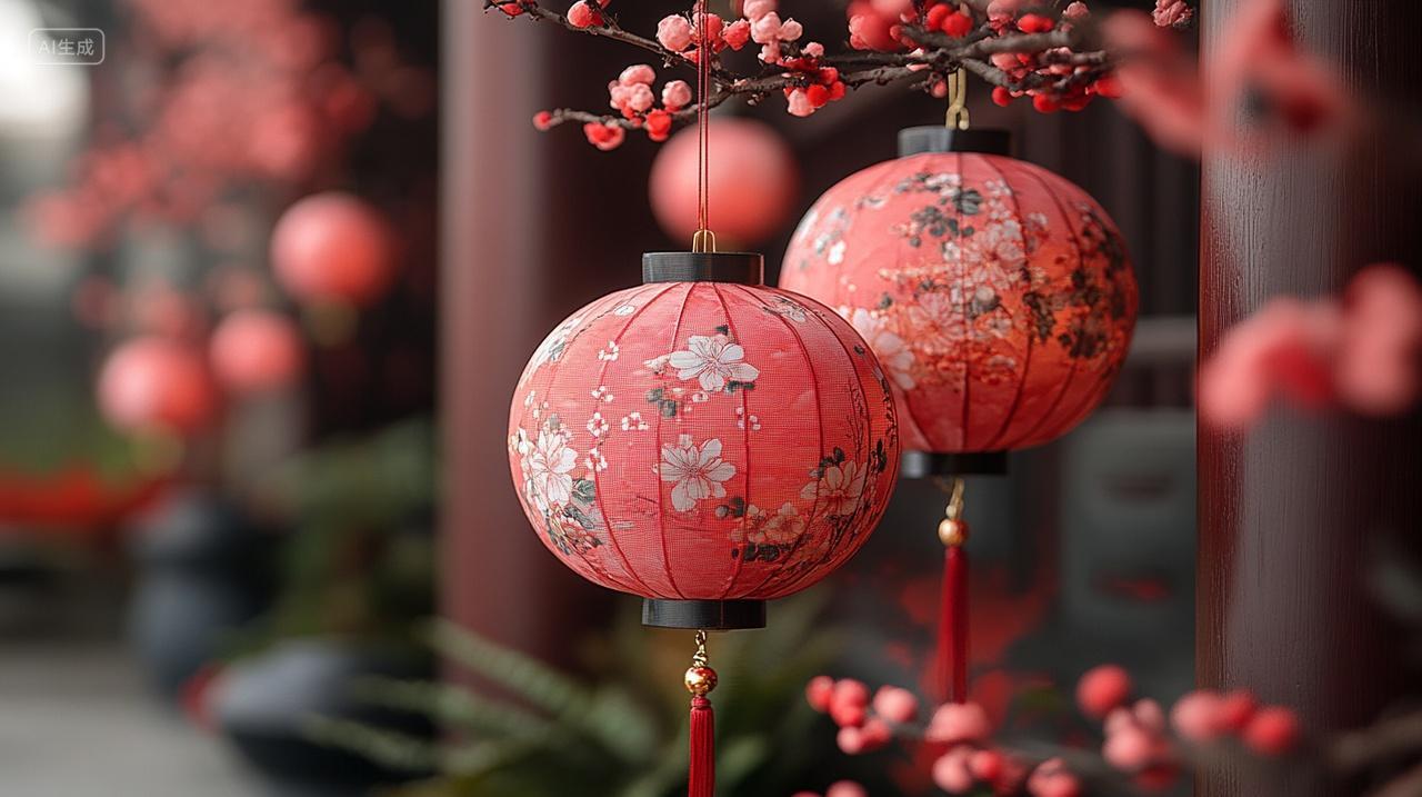 2025年新年蛇年春节红色红灯笼喜庆