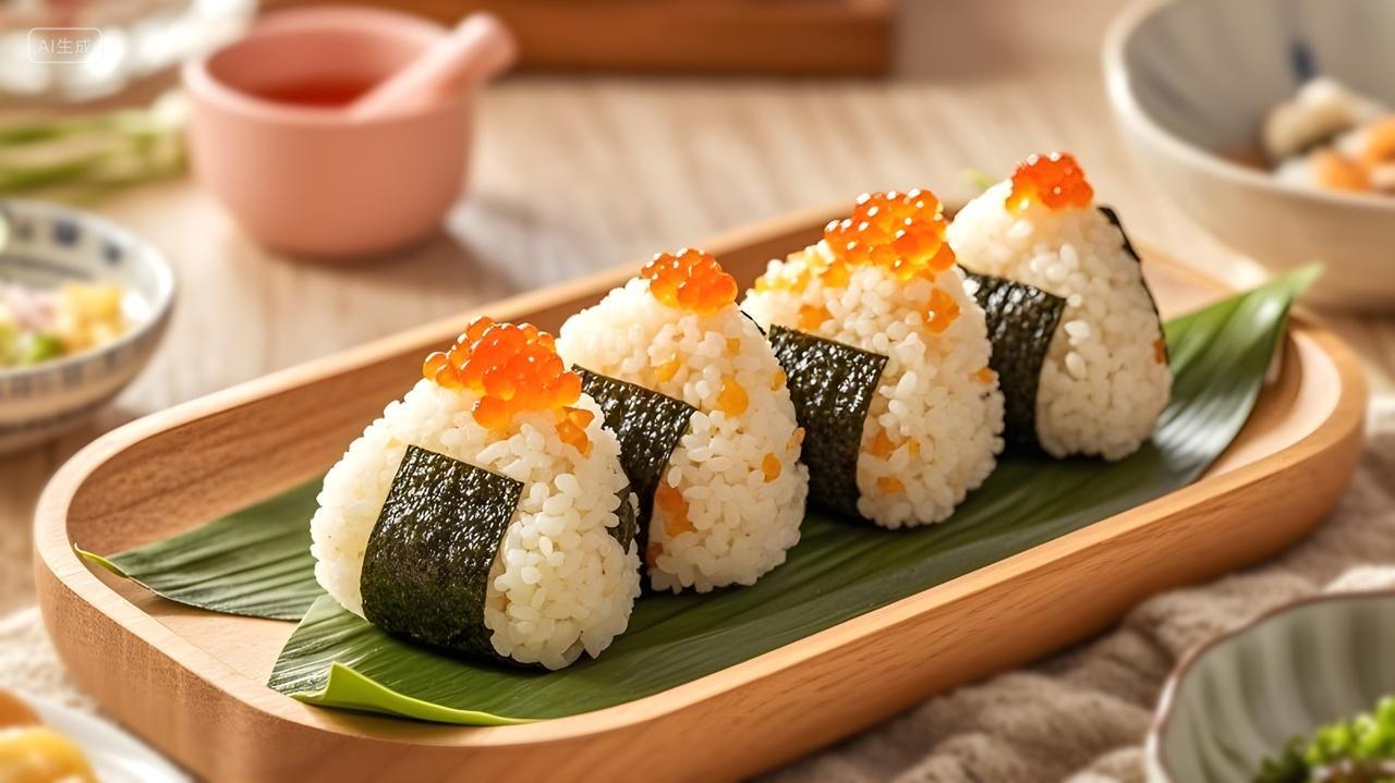 日式料理鱼籽寿司紫菜饭团寿司店美食广告摄影图