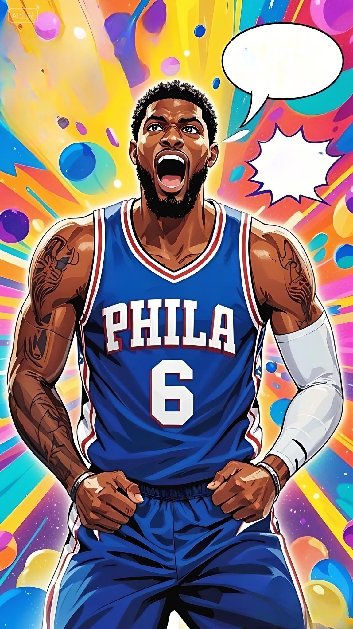 运动幅漫画风格的篮球球星海报AI