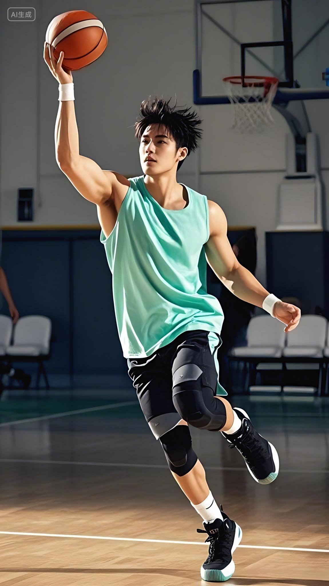 一位活力满满的篮球运动员AI
