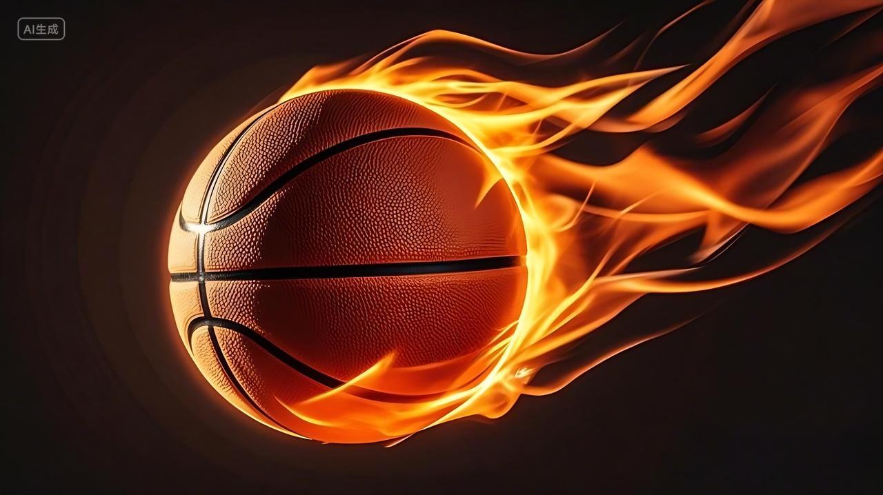 一颗被火焰包裹的篮球AI