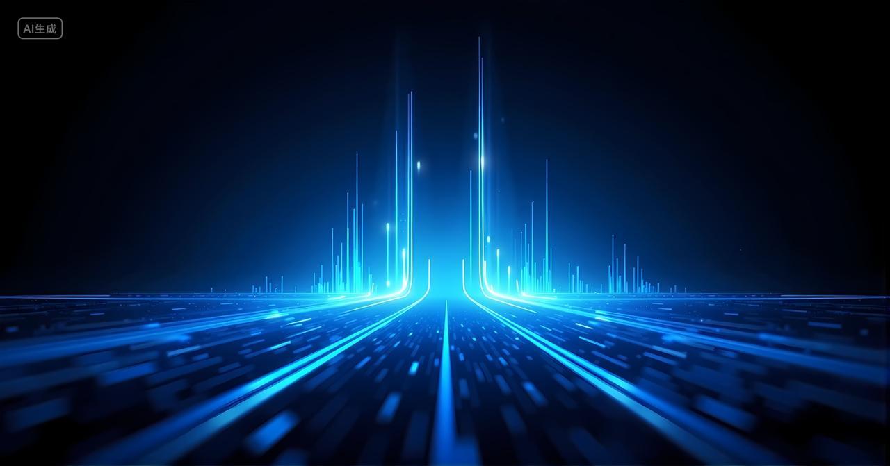 科技感背景科技背景蓝色商务科技几何图形光效背景