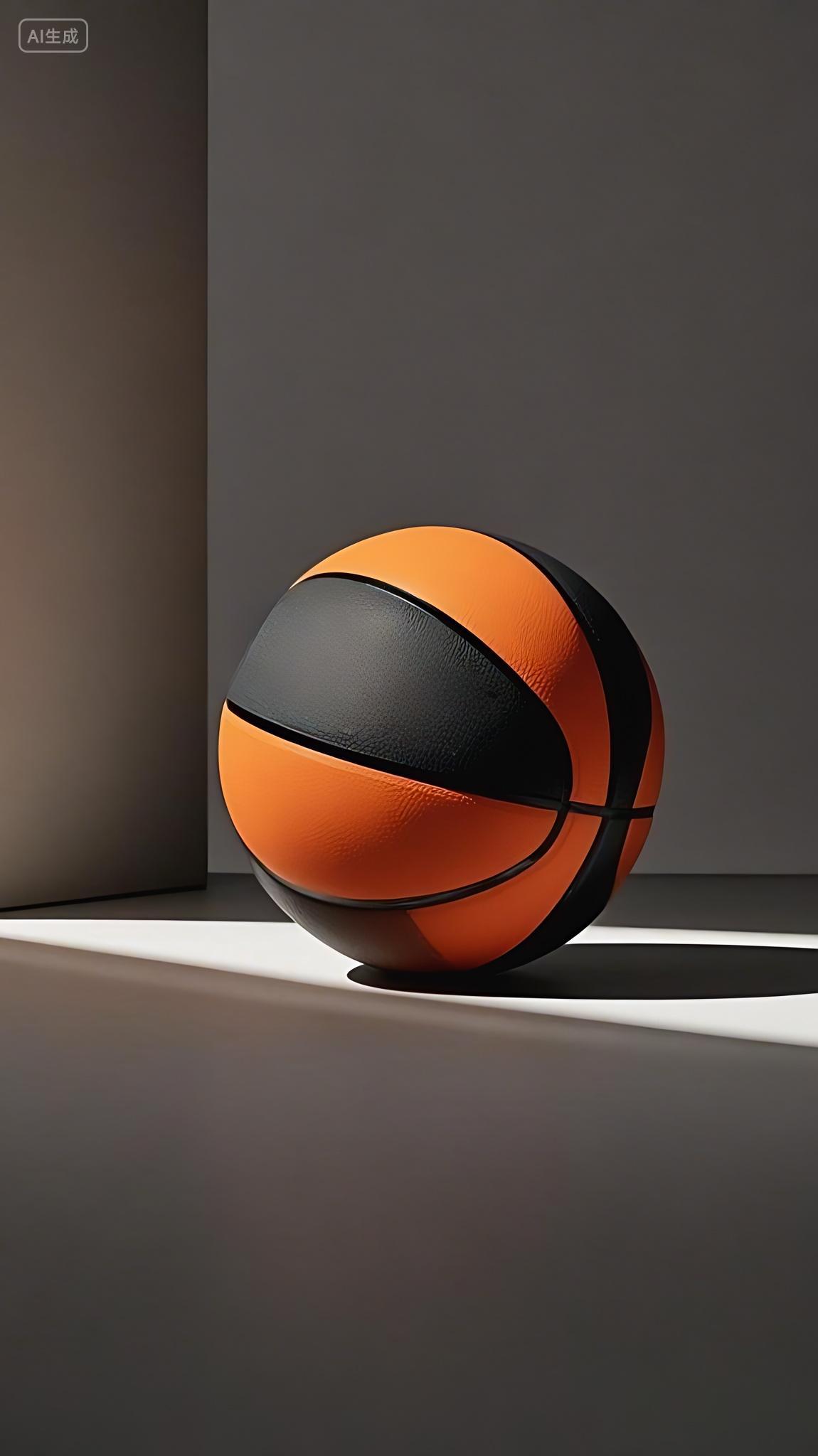 运动带有黑色条纹的棕色的篮球特写AI