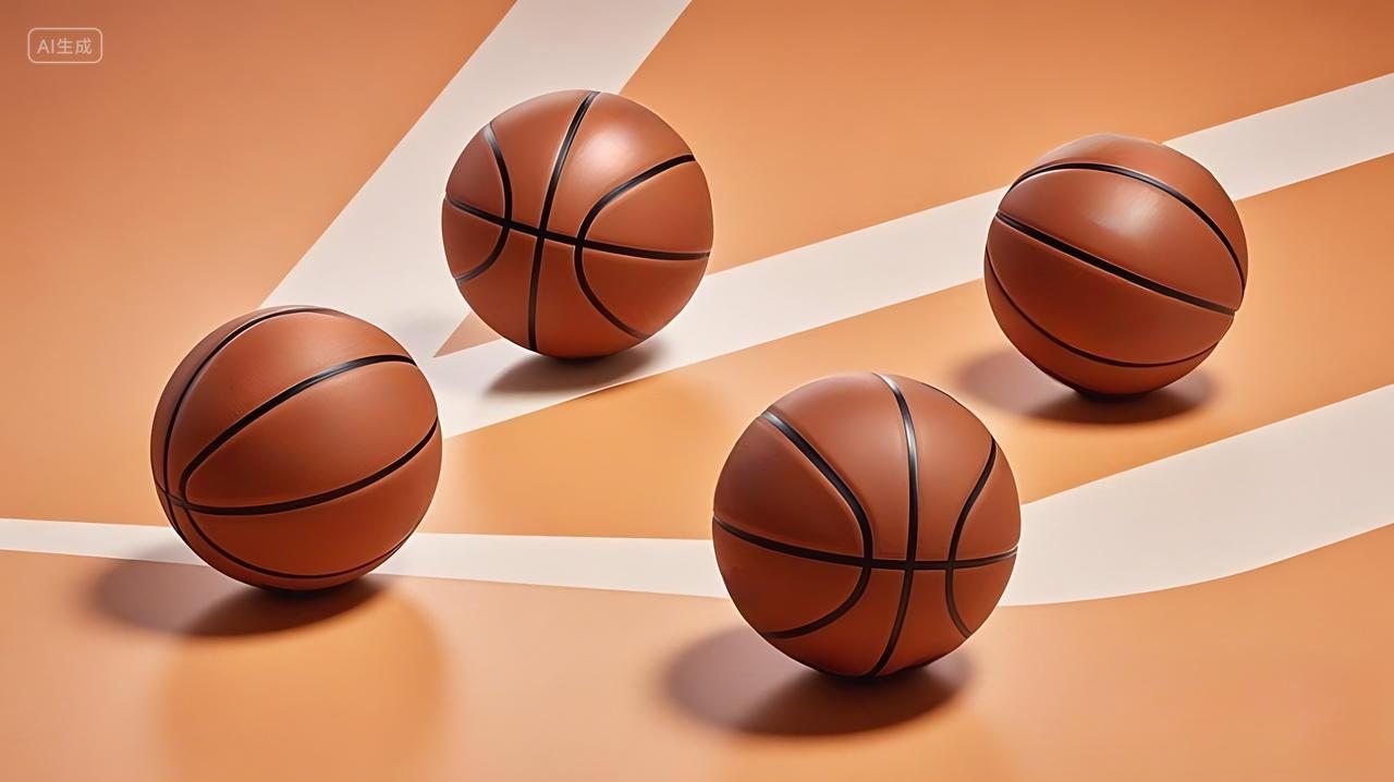 运动带有黑色条纹的棕色的篮球特写AI