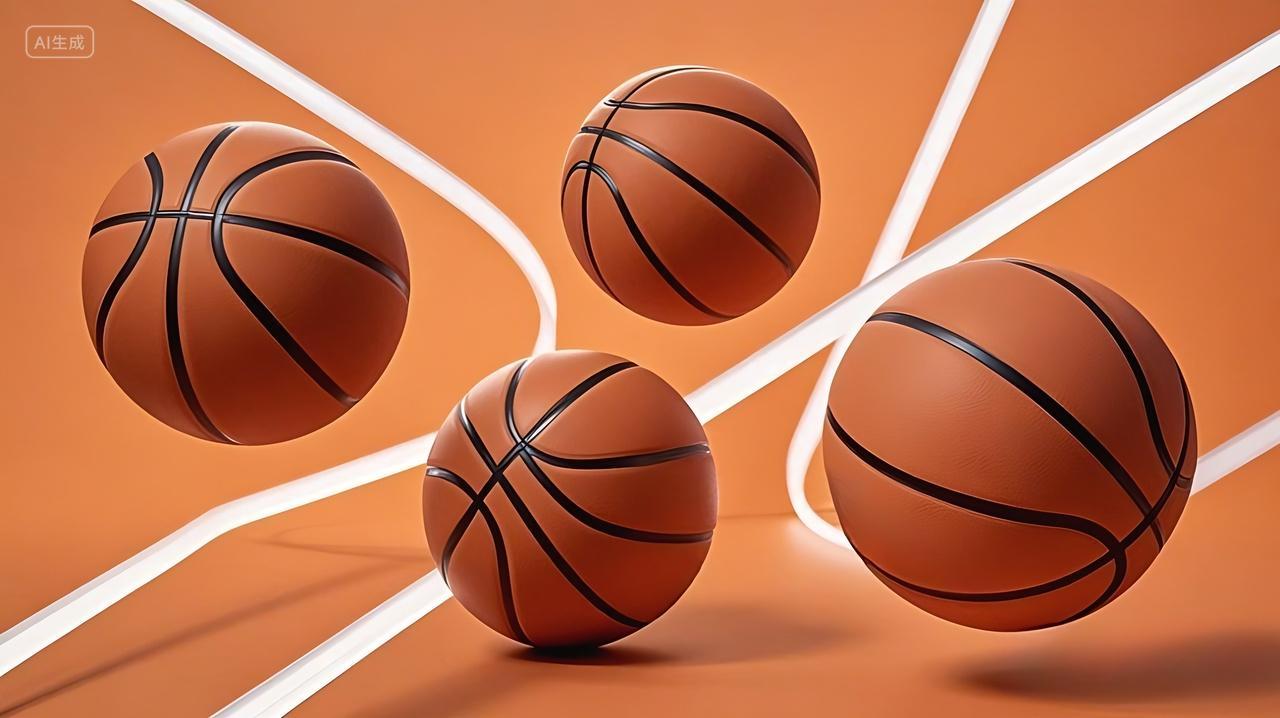运动带有黑色条纹的棕色的篮球特写AI