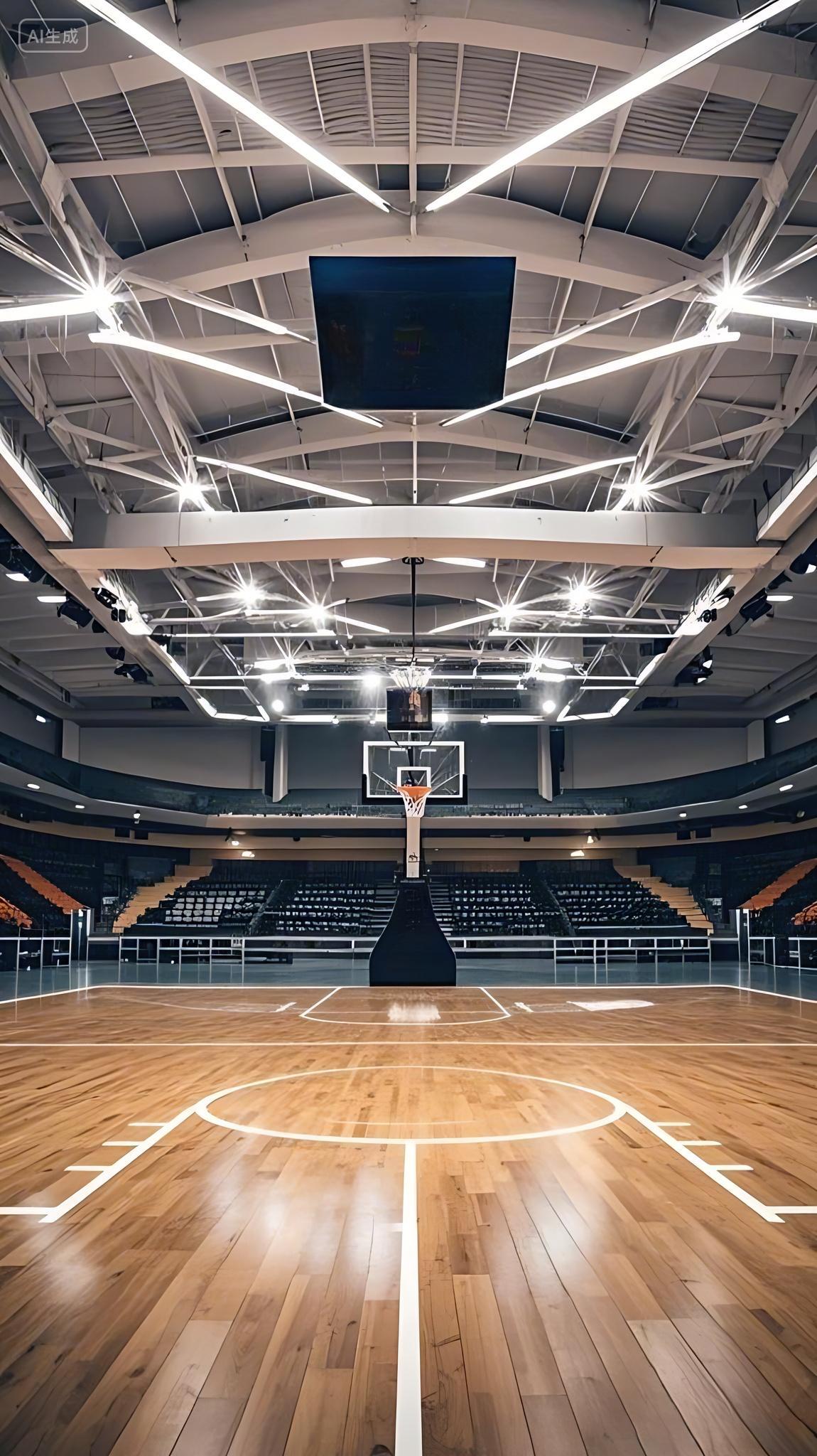 运动一张室内篮球馆的图片AI