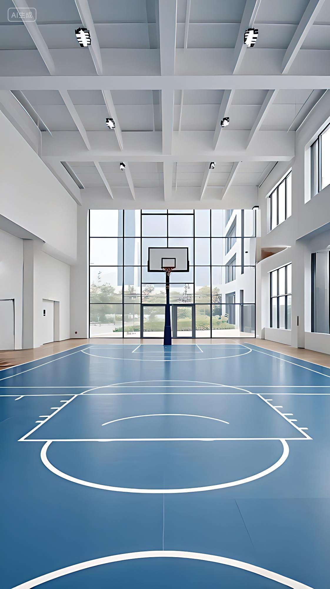 运动一张室内篮球馆的图片AI