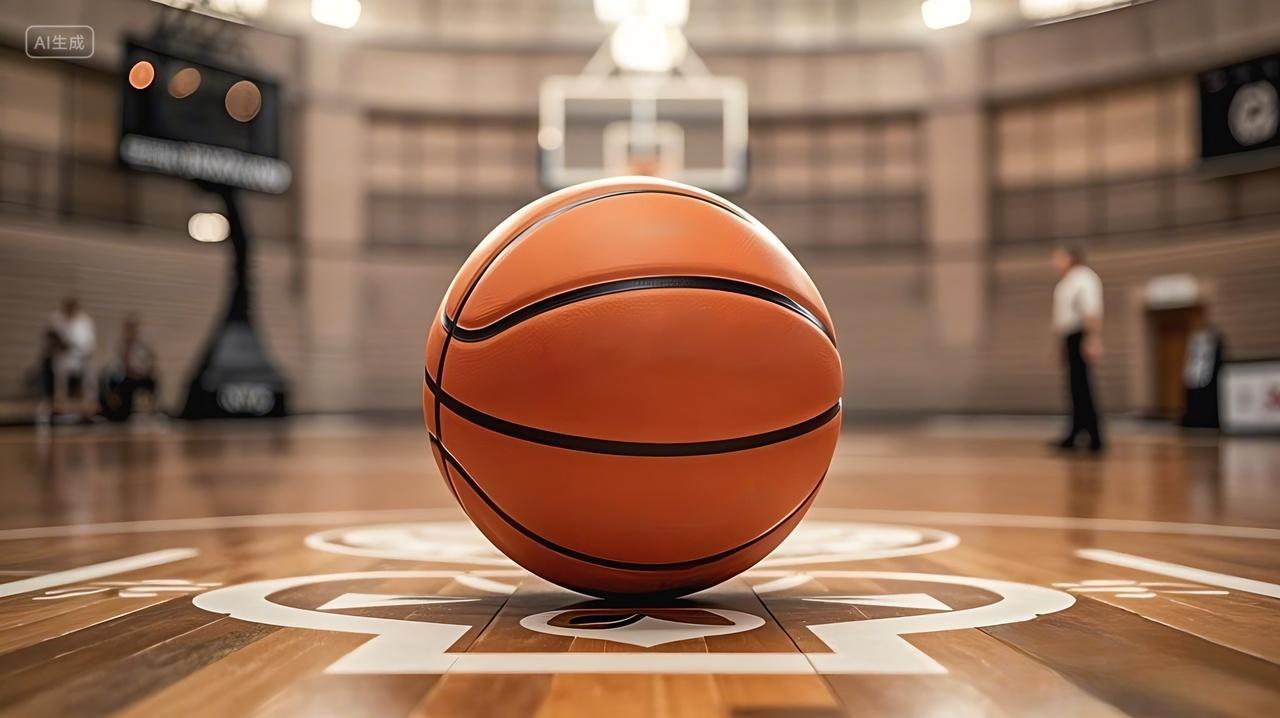运动一个橙色带黑色条纹的篮球AI