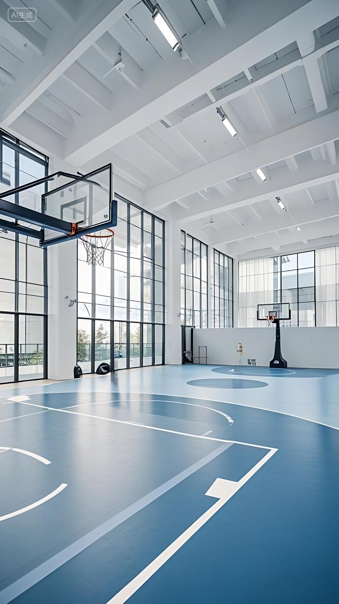 运动一张室内篮球馆的图片AI