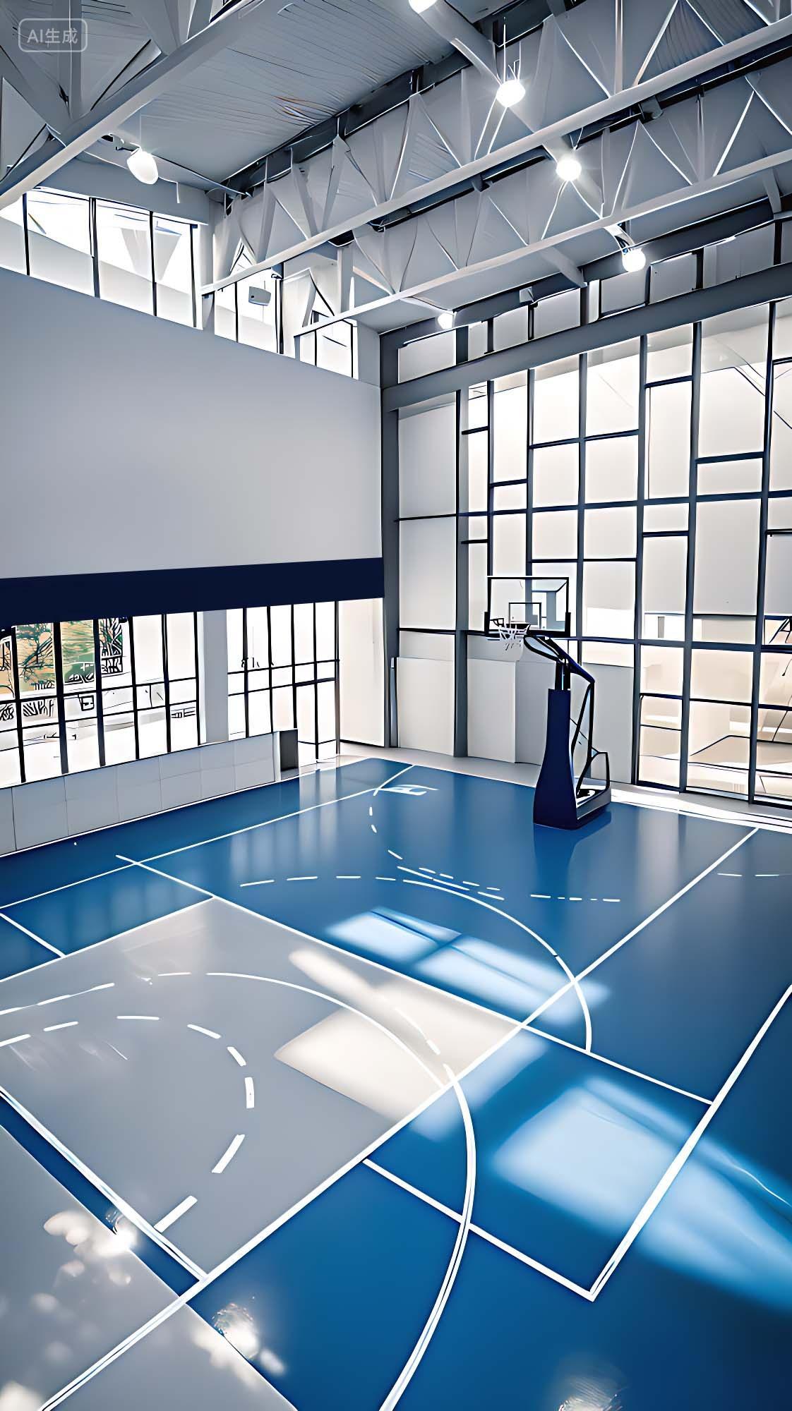 运动一张室内篮球馆的图片AI