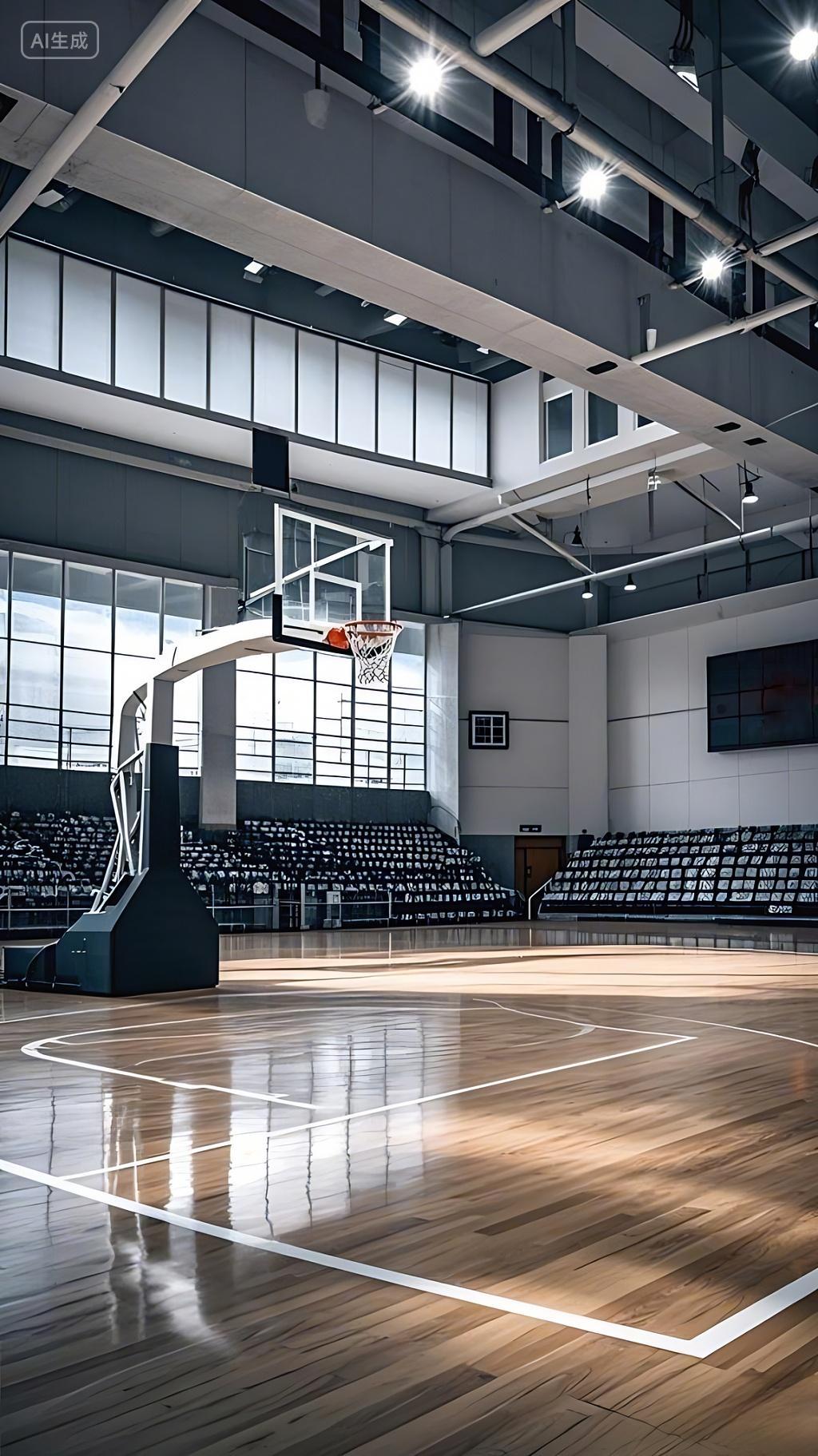 运动一张室内篮球馆的图片AI