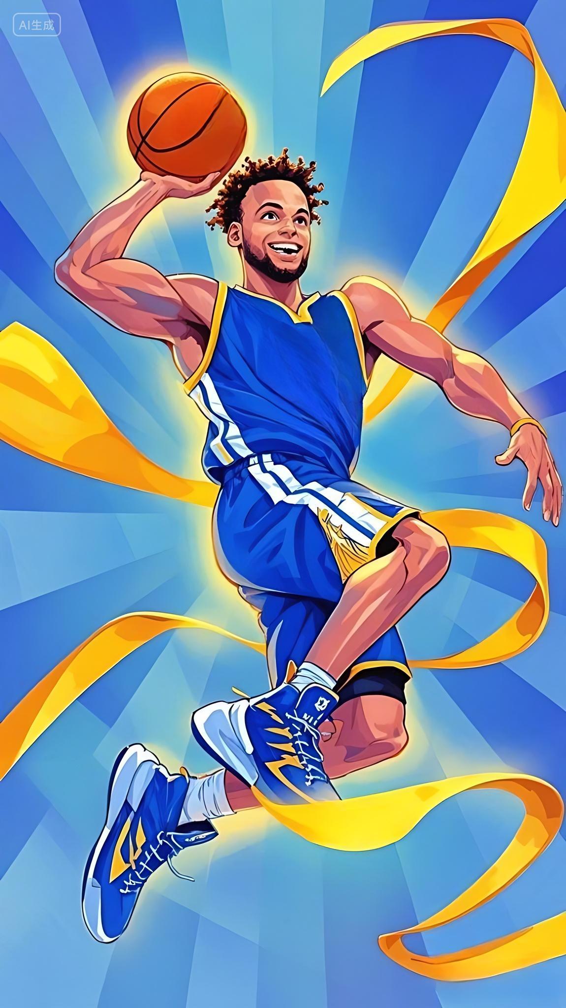 运动元打篮球投篮瞬漫画AI